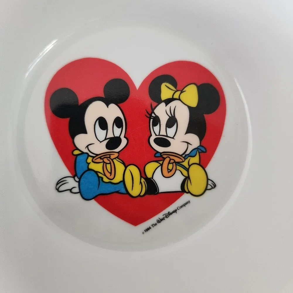 Vintage 1984 Disney Selandia Designs Baby Mickey‎ Minnie Mouse Melamine Bowl Red